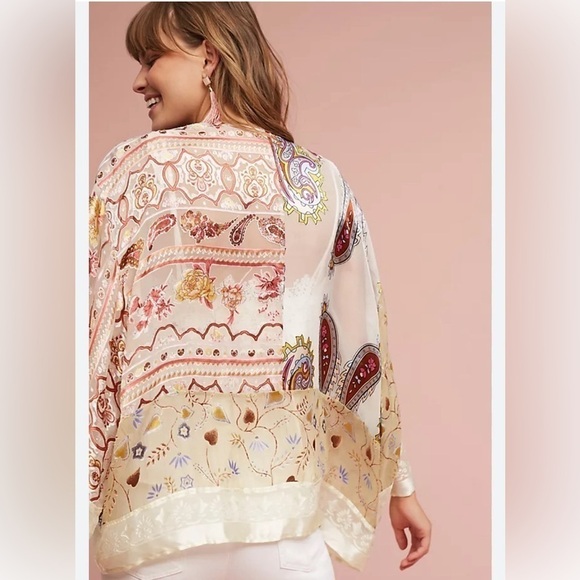 Anthropologie Sheer Paisley Patchwork Kimono - Picture 6 of 13